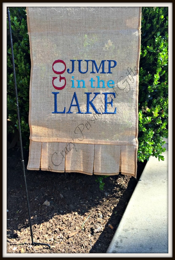 Burlap Garden Flag Embroidered Lake House Garden Flag by RagCrazy