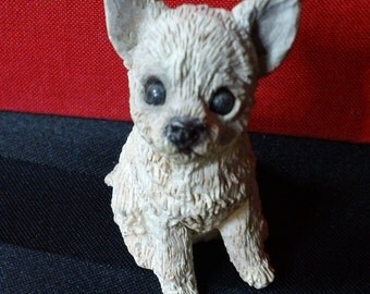 Vintage 1988 Stone Critter Littles Chihuahua Puppy figurine - United Design Corp. SCL 303