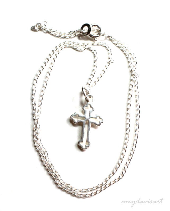 Christian Jewelry Sterling Silver Cross Necklace Cross