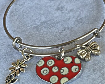 Child Size Bangle Bracelet - Birthday Party Favors - Heart Bracelet - Little Girl Jewelry - Birthday Bracelet