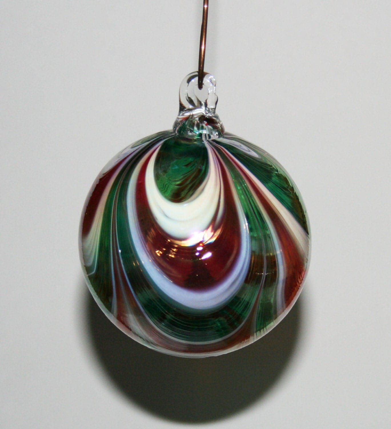 hand blown glass christmas ornament red white green hand blown glass christmas ornament red white green