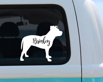 Pitbull Vinyl Decal Sticker - Personalized Pitbull Name Decal - Laptop Sticker - Car Sticker