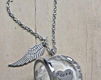 Pet loss Necklace, Lock of Hair Necklace, Pet memorial gift, Loss of a Pet, Memorial Jewelry, Glass Floating Locket Fur Ashes Dog Keepsake