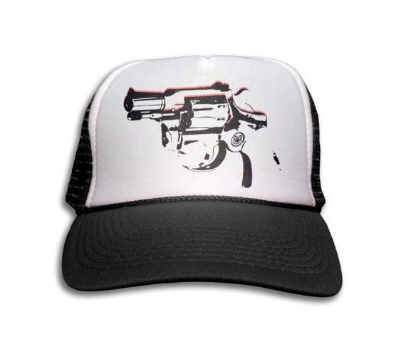Trucker Cap Revolver Gun Trucker Hat Snapback Mesh Cap