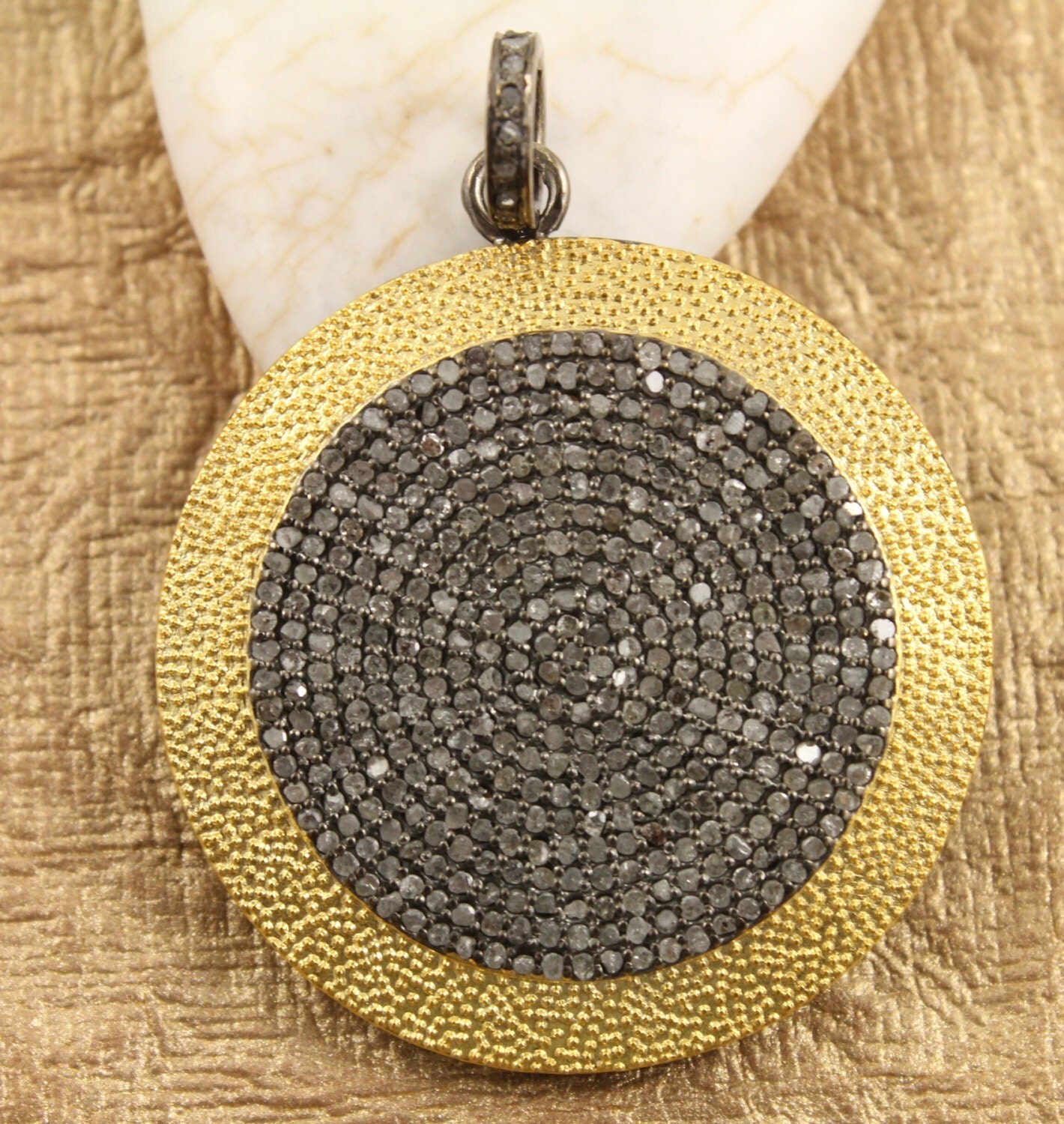 Pave Diamond Pendant Pave Circle Pendant Pave by Beadspoint