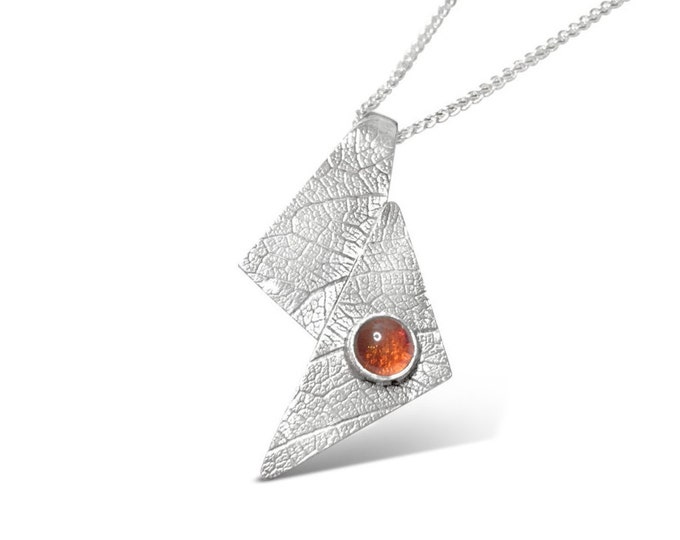 Amber and Sterling Silver Textured Pendant