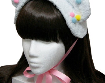 Baby Blue Bubblegum Ice Cream Bear Bonnet Headdress