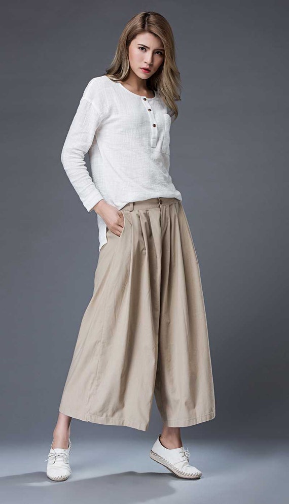 Items similar to Butterscotch Linen Culottes – Classic Elegant Summer ...