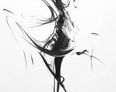 Abstract Ballet Dancer Print, Black and White Wall Art, Ballerina Print Giclee, Dance Art Canvas