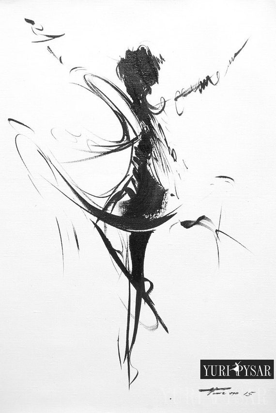 Abstract Ballet Dancer Print Black and White Wall Art by Pysar