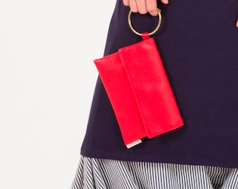 Red Clutch, Evening Bag, Vegan Handbag, Clutch Purse, Wallet Phone Case, Faux Leather Clutch, Red Purse