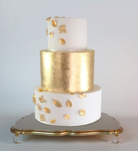 Gold platform wedding cake stand