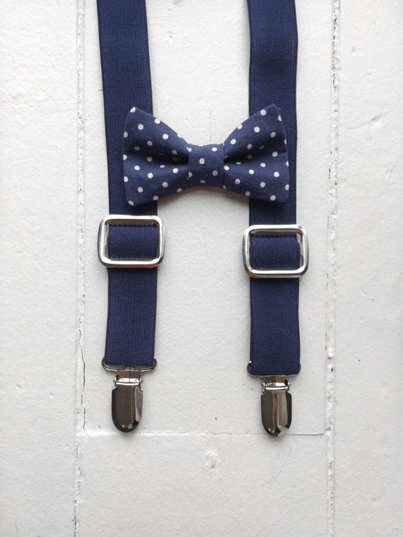 Little Boys Suspenders Set Navy Blue Suspenders Bow by
