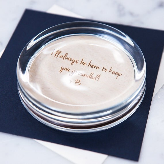 Personalised Wooden Engraved Paperweight Glass Paperweight