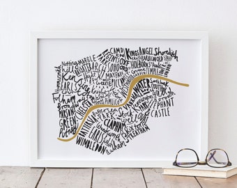 A4 London print - London map - London poster - London Art