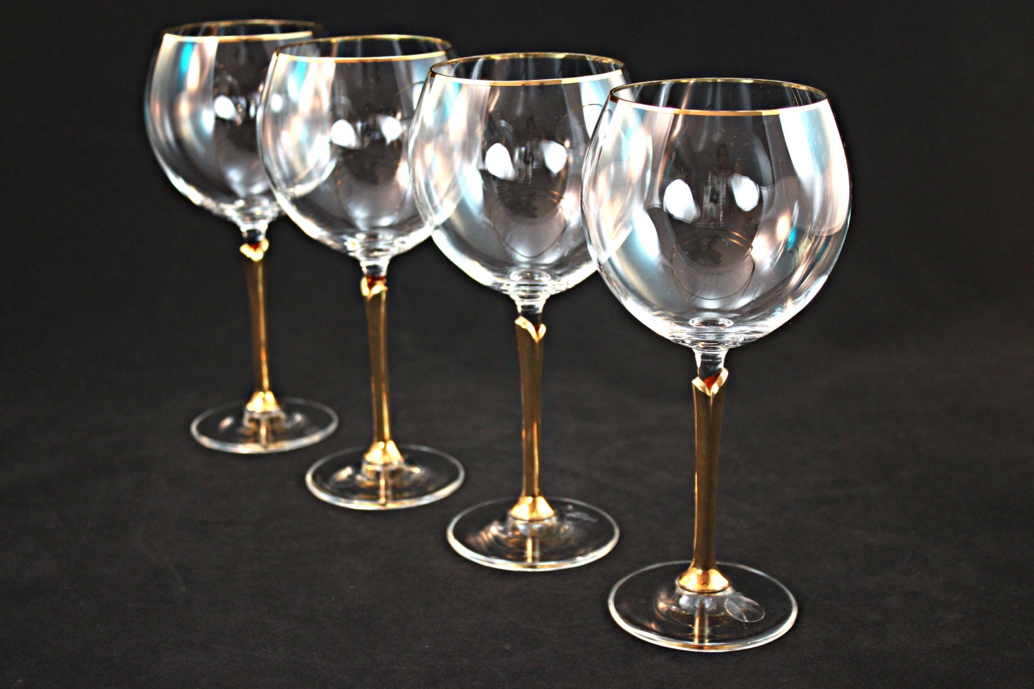 Gold Rimmed Crystal Wine Glass Set Crystal Stemware Crystal 7724