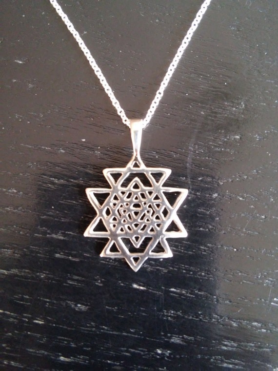 Sri Yantra pendant in sterling silver sacred geometry