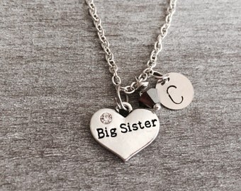 BIG SISTER, Sister Heart necklace, Sister gift, Big sister necklace, Gifts for, Big Sister, Personalized, Silver Necklace, Charm Necklace