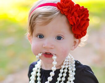 Baby headbands, infant headbands, new baby girl gift, its a girl gift, flower headbands, red headbands, newborn headbands, spring hair bows