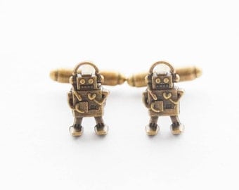 Robot Cufflinks Robot Gifts for Men Scifi Cufflinks Robot Cuff Links Set Geeky Gifts for Men Geeky Men's Accessories Vintage Robot Jewelry