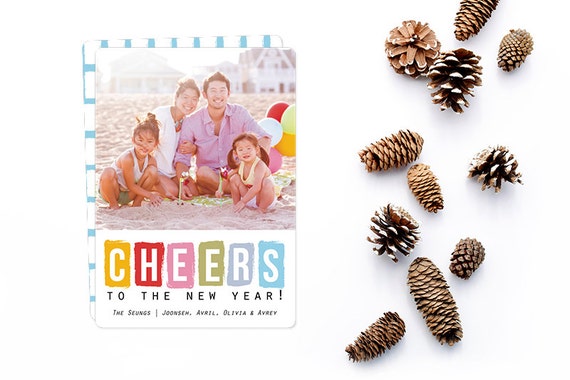 Cheers to the New Year Photo Card - Personalized to match your unique family photo - Free customization