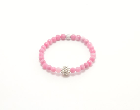 Pink jade Shamballa bracelet pink jade bracelet by PastimeArt