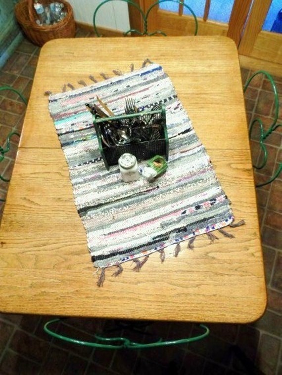 RAG RUG Table RunnerHandmade RugColorful Strips of