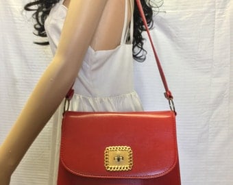 Red Vinyl Purse, bag,1950s, 1960s, Bags, Purses