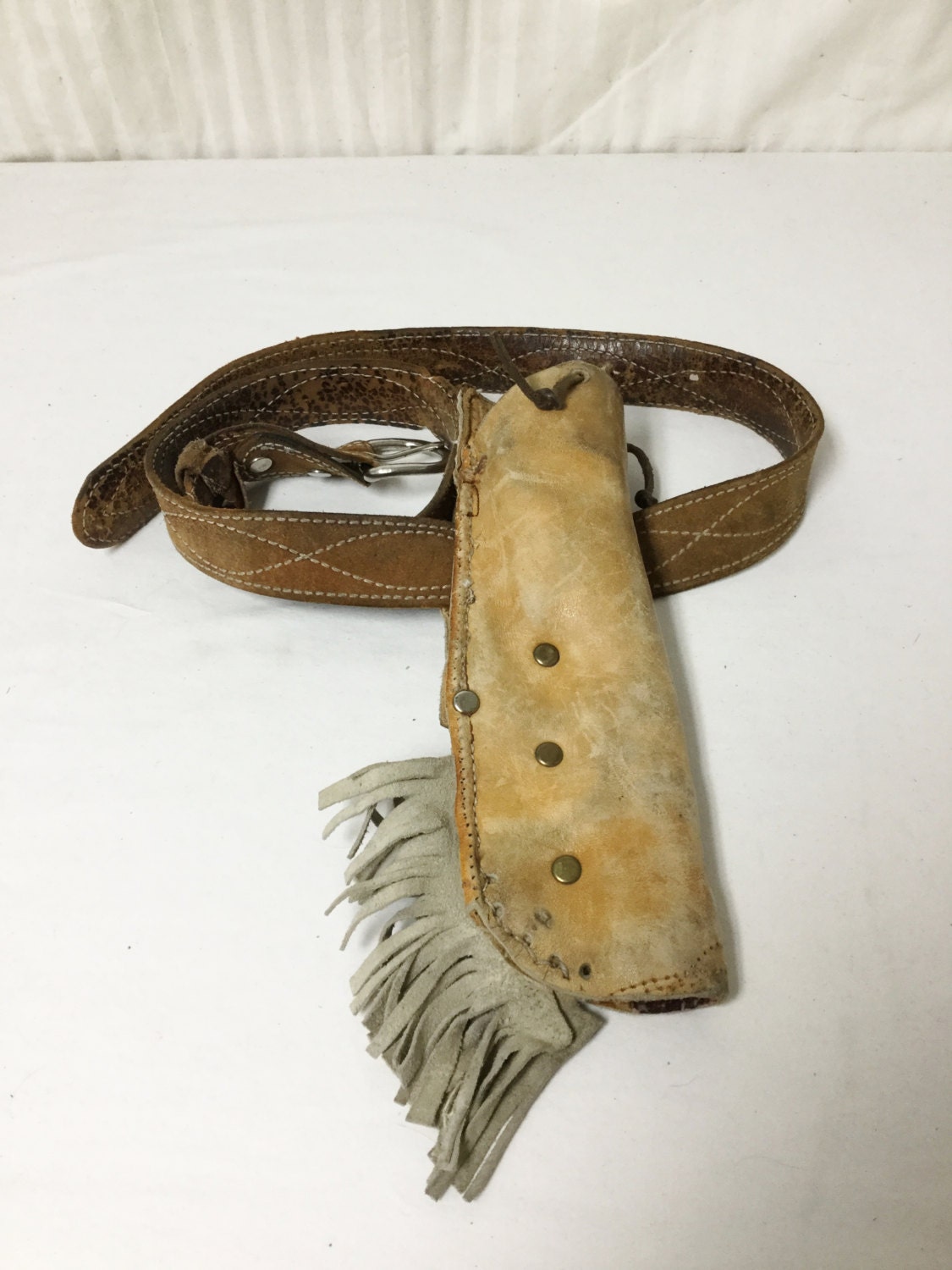 Holster beltLeather knife Holster Fringed w/ Belt and