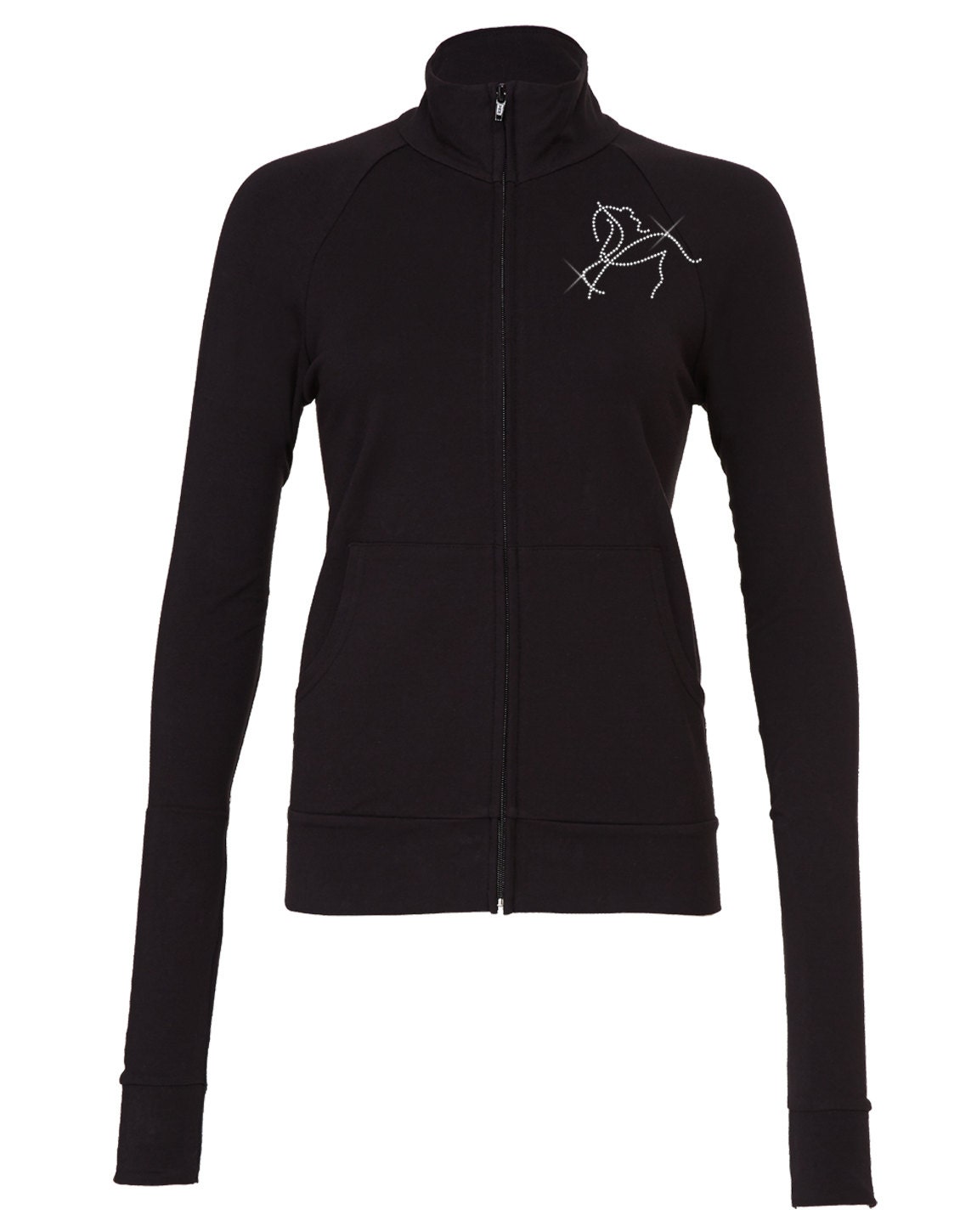 SALE Black Horse Bling Zip Jacket Equestrian Clothing Riding