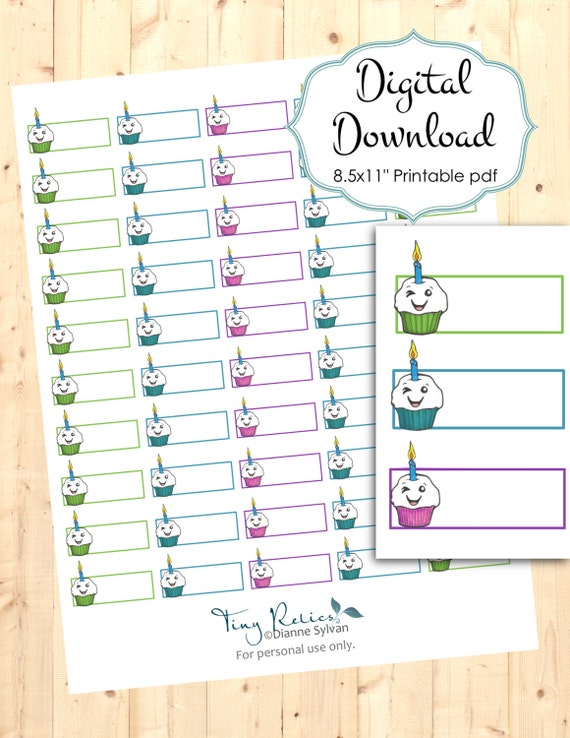 Printable Birthday Reminder Stickers For Planners & Calendars