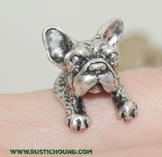 Dog Ring French Bulldog Ring Silver French Bulldog by RusticHound