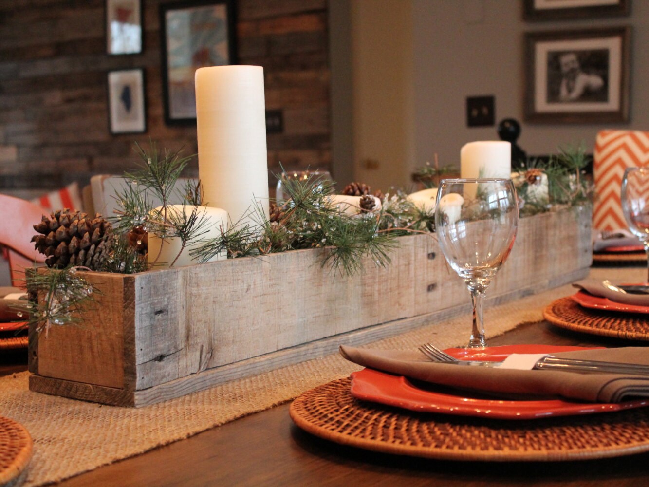 Centerpiece Box Made of Rustic Reclaimed Wood planter box