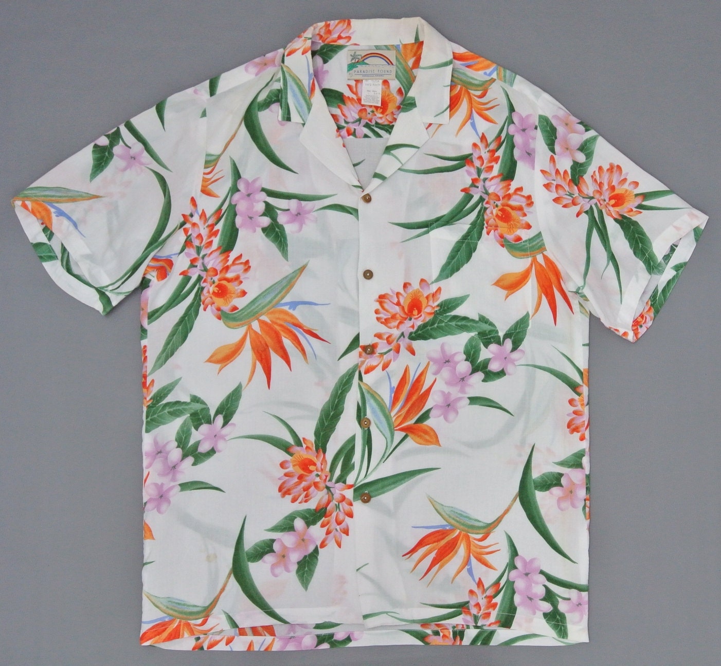 Paradise Found Hawaiian Classic Shirt Mens Large Floral Print