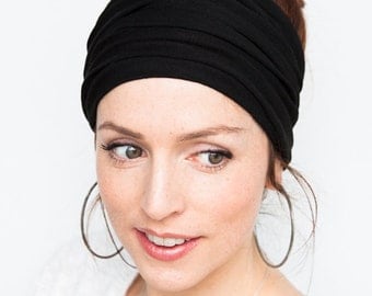 Black Headband Wide Headband Yoga Headband Boho Headband Running Headband Womens Hair Accessories Black Headwrap Head Wrap Hair Wrap