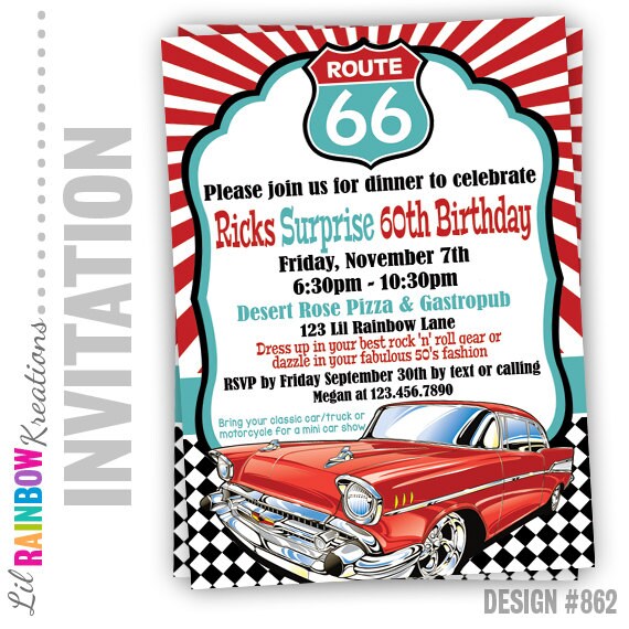 Route 66 Party Invitations 2