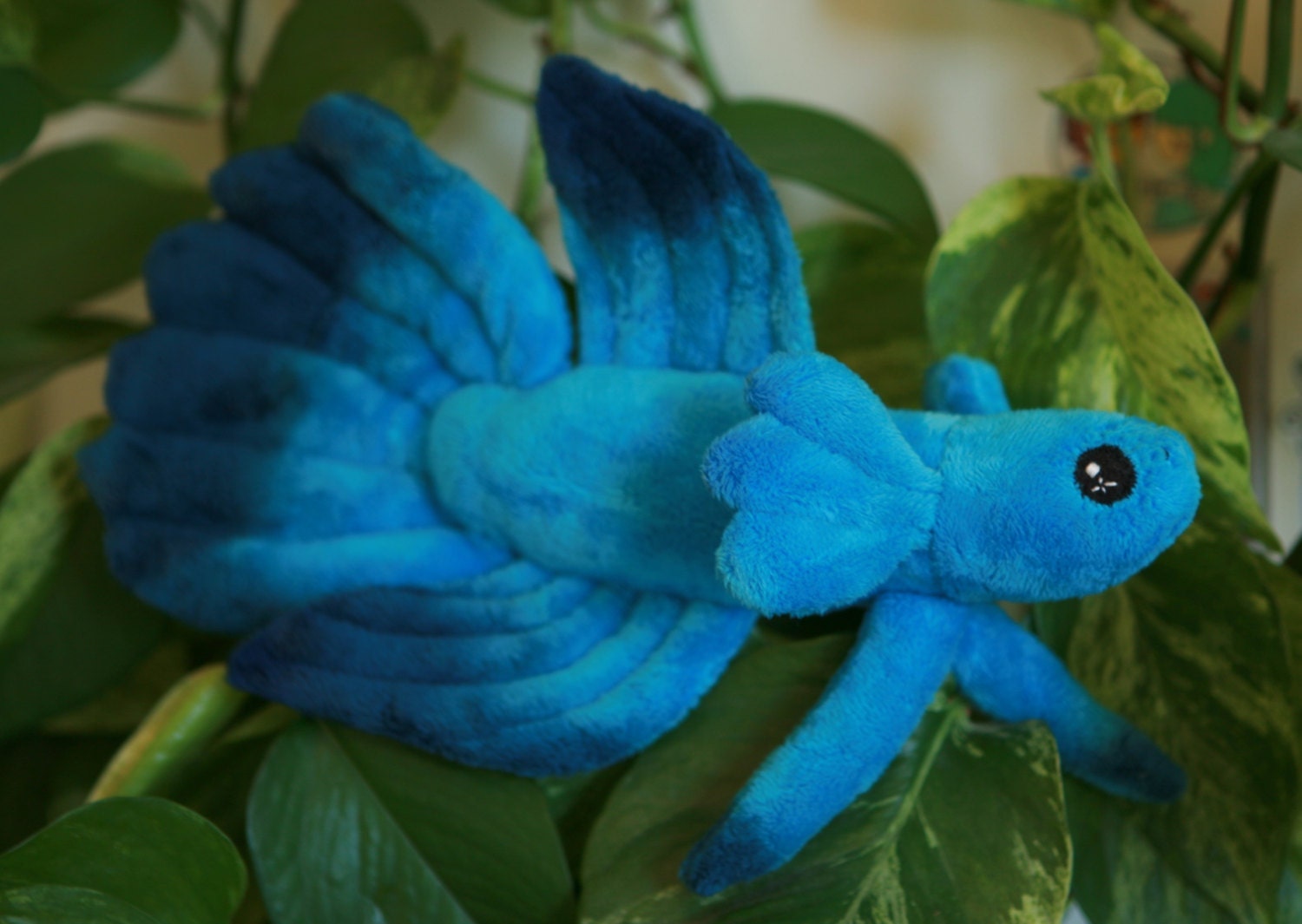 Custom MultiColor DipDye Betta Fish Plush Toy by sleepyanimal