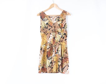 Vintage 80s Jungle tropicana safari mini pockets sun dress