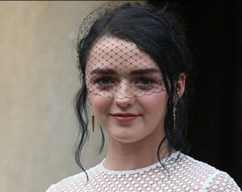 Black veil headband Maisie Williams black fascinator birdcage veil funeral veil voilette wedding veil masquerade ball bachelorette veil