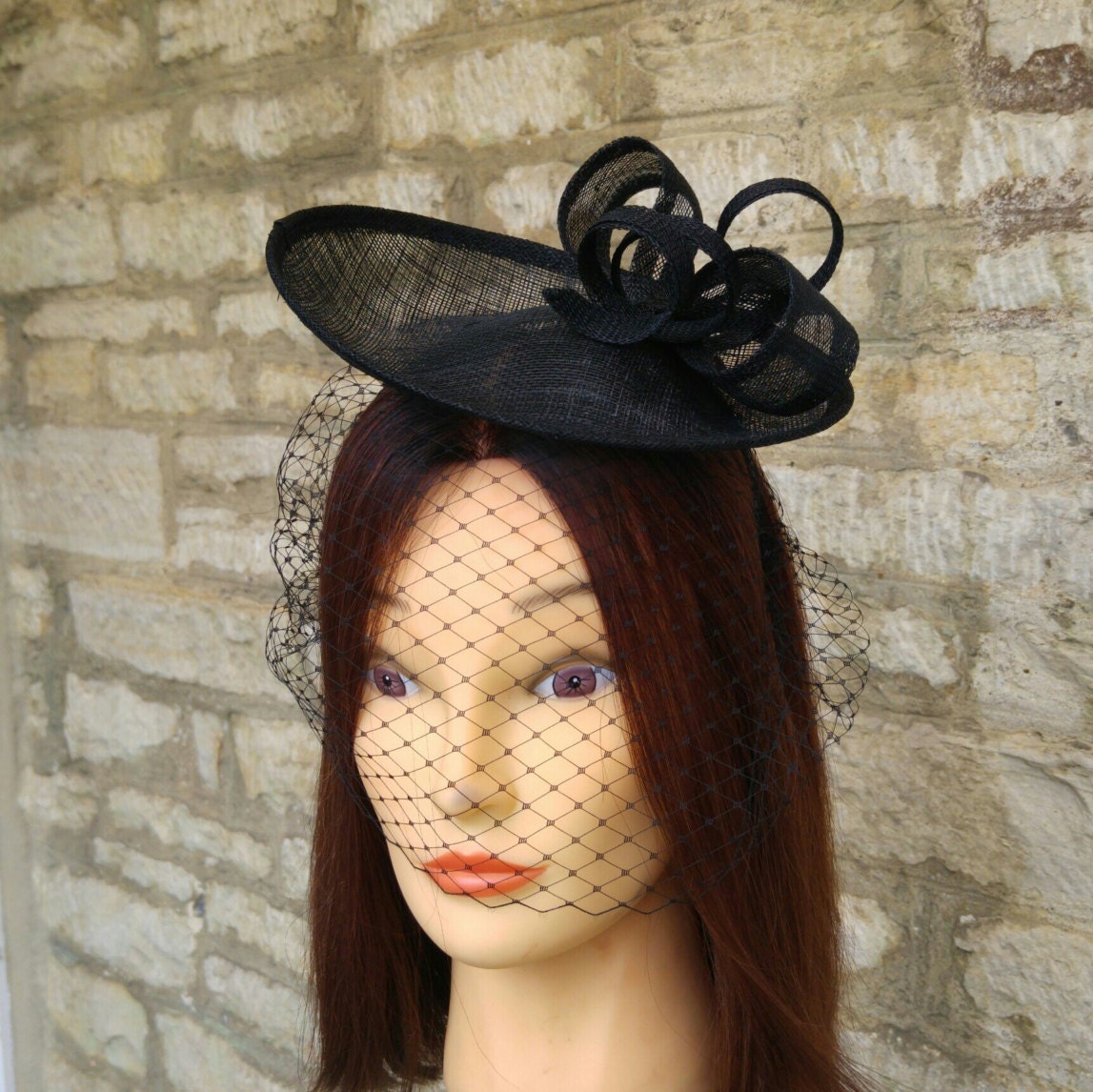 Black Fascinator Hat & Veil Wedding races by PrettyLittleAttire