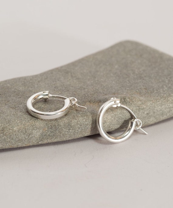 Chubby silver hoop earrings silver chunky hoops Boho by ...