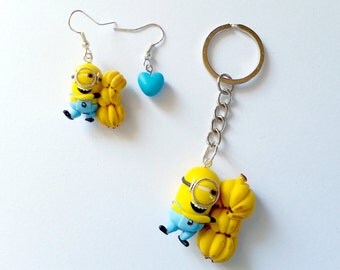 Minions FAN ART - Despicable Me Cattivissimo Me - Fruit Kevin Stuart Bob bunch of Banana bananas Necklace earrings or Keychain