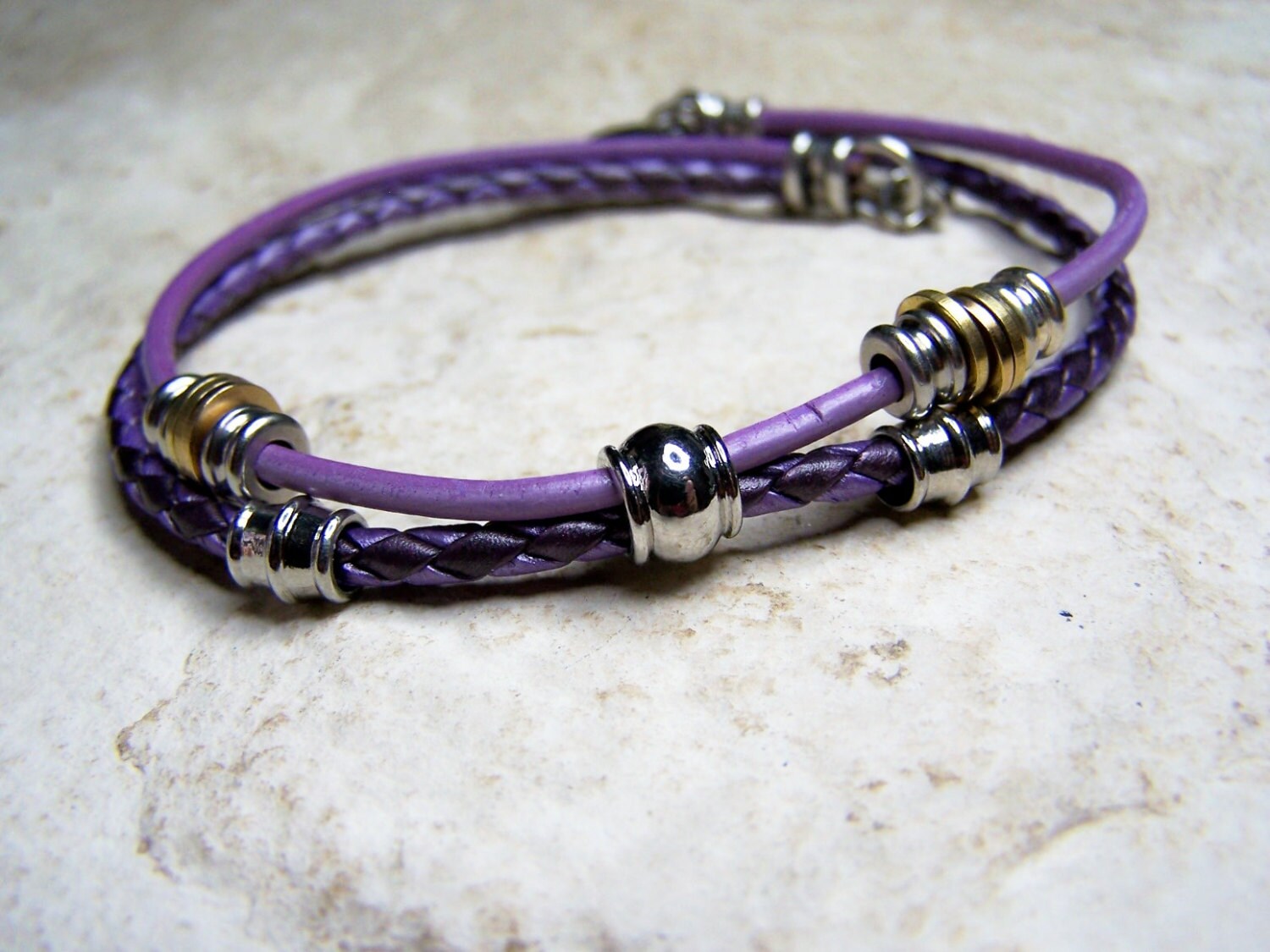 Purple Ankle Bracelet Leather Anklet Leather Bracelet Beach