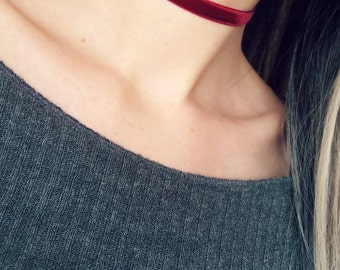 Thin Velvet Choker Burgundy Velvet Choker Necklace Red Velvet Choker Burgundy Necklace Tumblr Choker Ribbon Choker Burgundy Thin Choker