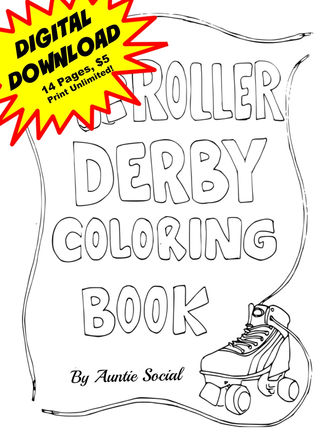 Roller Derby Coloring Book DIGITAL DOWNLOAD