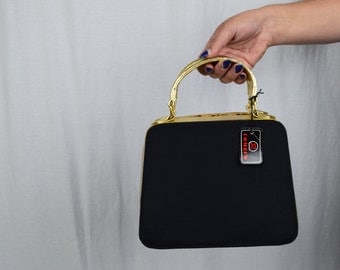 NEW Vintage Black + Gold Handbag / Comeco