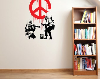 Peace Propaganda Wall Decal - Banksy Wall Art, sticker, vinyl wall art, home decor