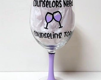 Counselor handpainted wine glass counselor gifts school counselor