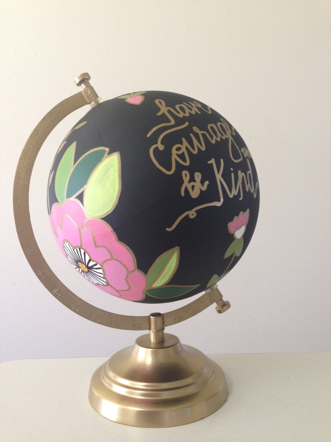 Hand painted globe floral globe vintage globe Cinderella