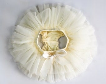 Baby Tutu Skirt, Ivory Tutu Skirt, Ivory Baby Bloomers, Ivory Diaper Cover, Baby Diaper Cover, Champagne Baby Bloomer , 2121